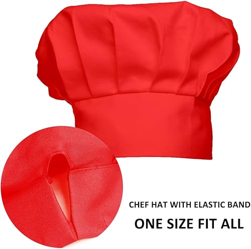Miniatura 4 de Paquete de 2 gorros de chef y delantales para mujeres y hombres, delantales de cocina con bolsillos para hornear barbacoa
