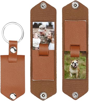 Andaz Press Personalized Custom Keychain With Picture, Double-Sided Photo Personalized Keychain, Vegan Leather Drive Safe