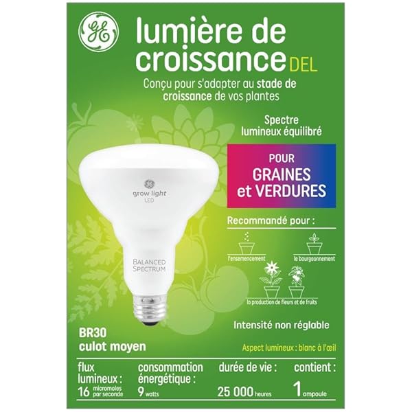 GE Lighting BR30 Full Spectrum LED Grow Light Bulb for Indoor Plants - 9W, Full, Balanced Lighting for Seeds & Greens by GE - Image 2