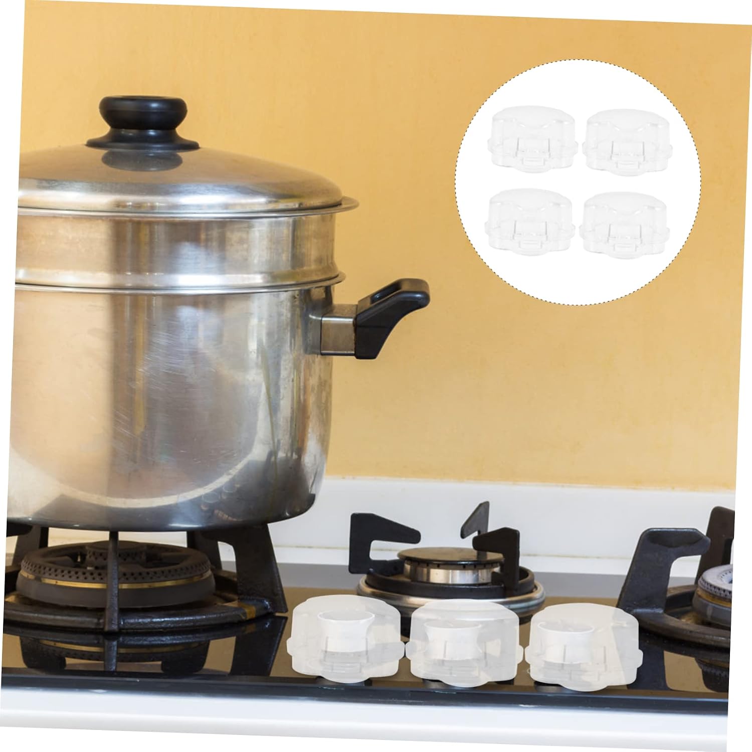 4Pcs Childproof Stove Knob Covers Transparent Gas Oven Knob Safety Guard for Pets Prevents Accidental Gas Activation Easy for Adults to Use for Home Safety