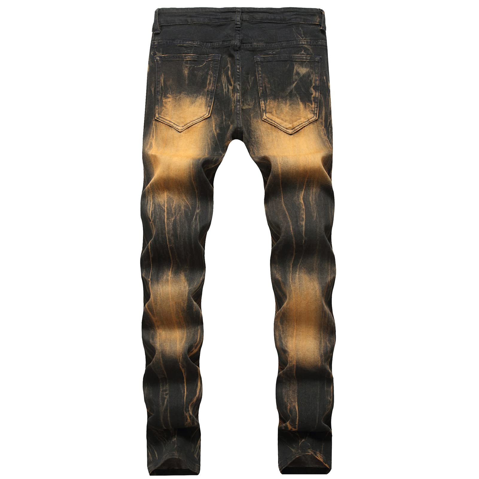 Maiyifu-GJ Men's Destroyed Ripped Stretch Jeans Distressed Multi Pockets Biker Denim Pants Slim Zipper Moto Jean Trousers (Dark Grey 2,28)