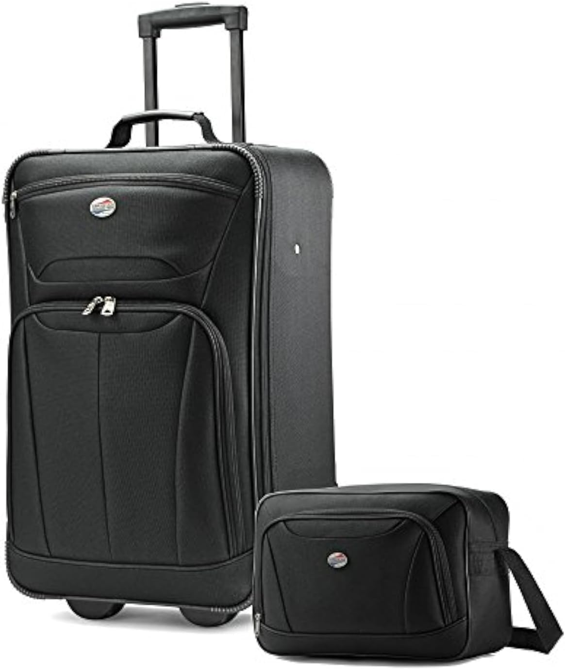 American TouristerFieldbrook II Softside Upright Luggage Set, Black, 2-Piece Set (tote/21), Fieldbrook Ii Softside Upright Luggage Set