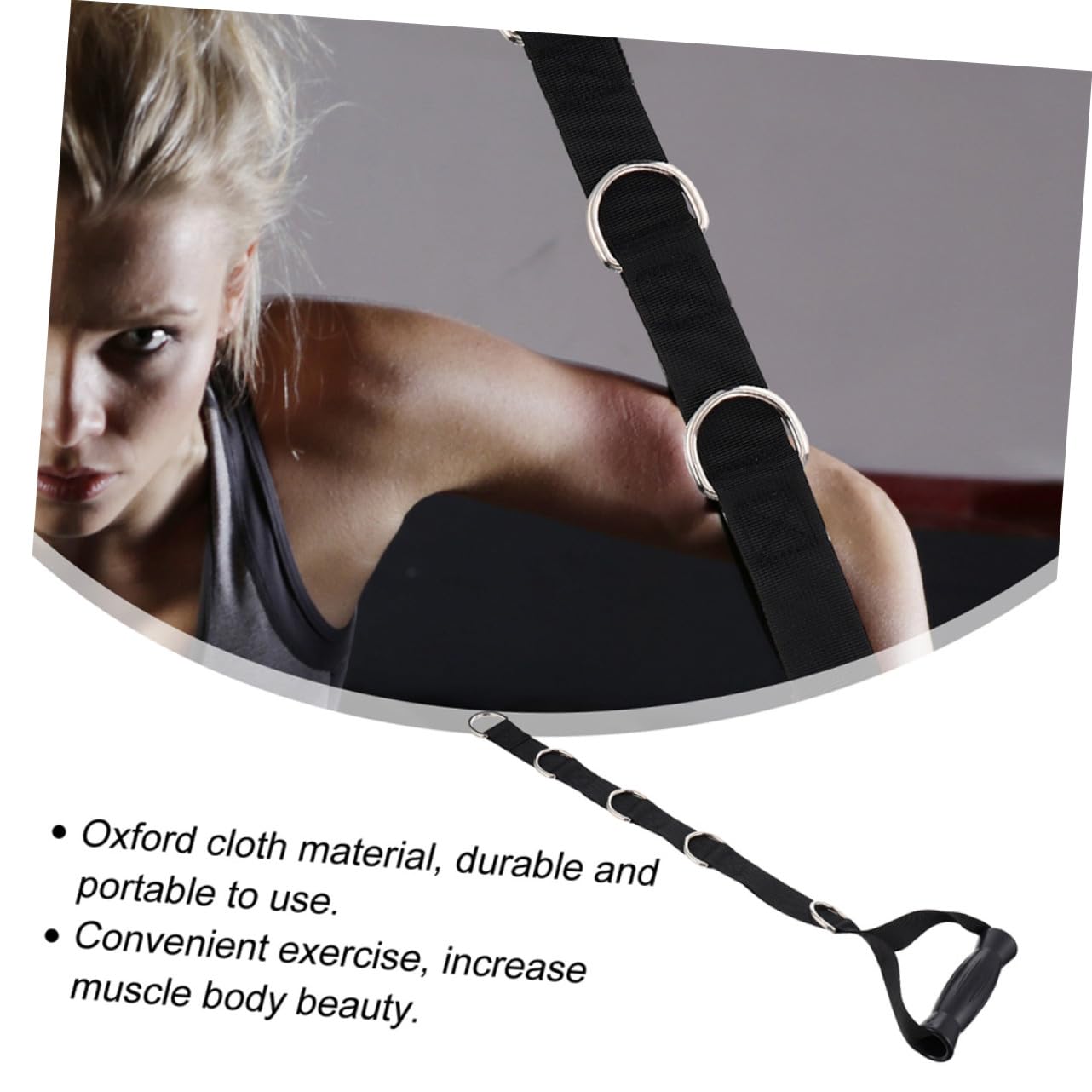 Banda di Resistenza Fitness 2 Pezzi Nera in Oxford Maniglia | Acciaio Inossidabile e Abs, Struttura Portatile e Robusta, per Allenamento Muscolare e Uso Quotidiano