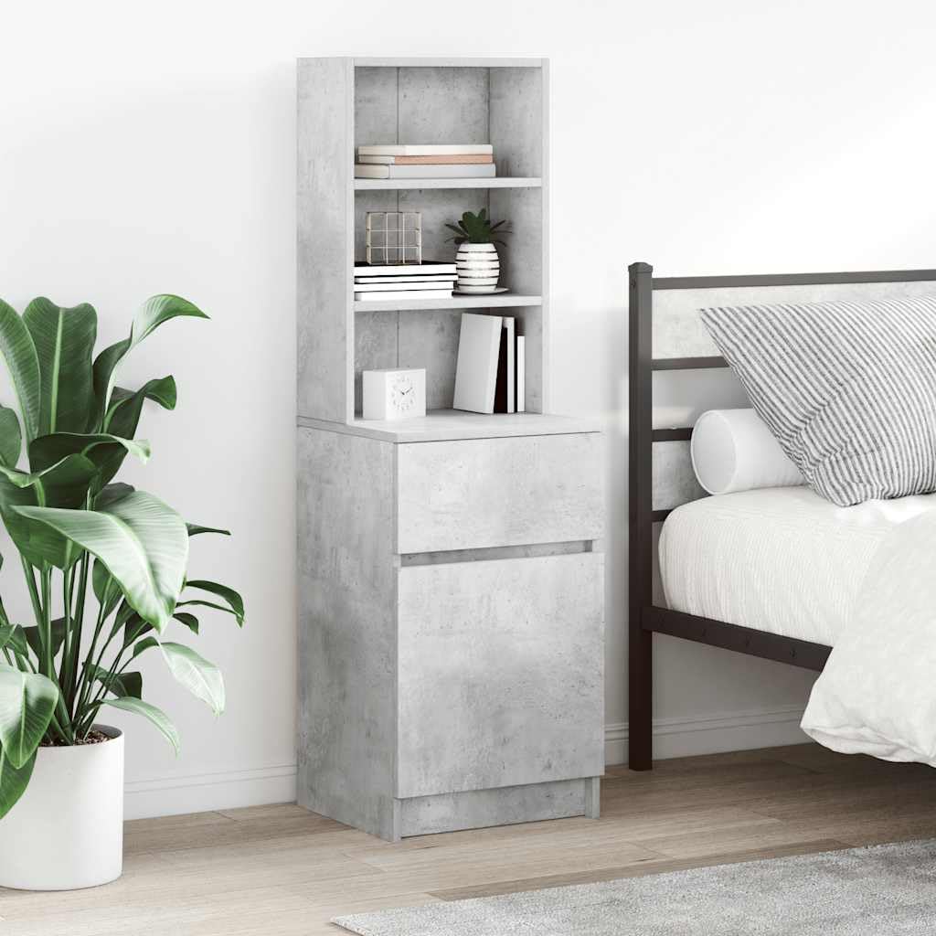 Table de Chevet en Bois d’Ingénierie Scandi avec Rangement Intégré pour Salon et Bureau