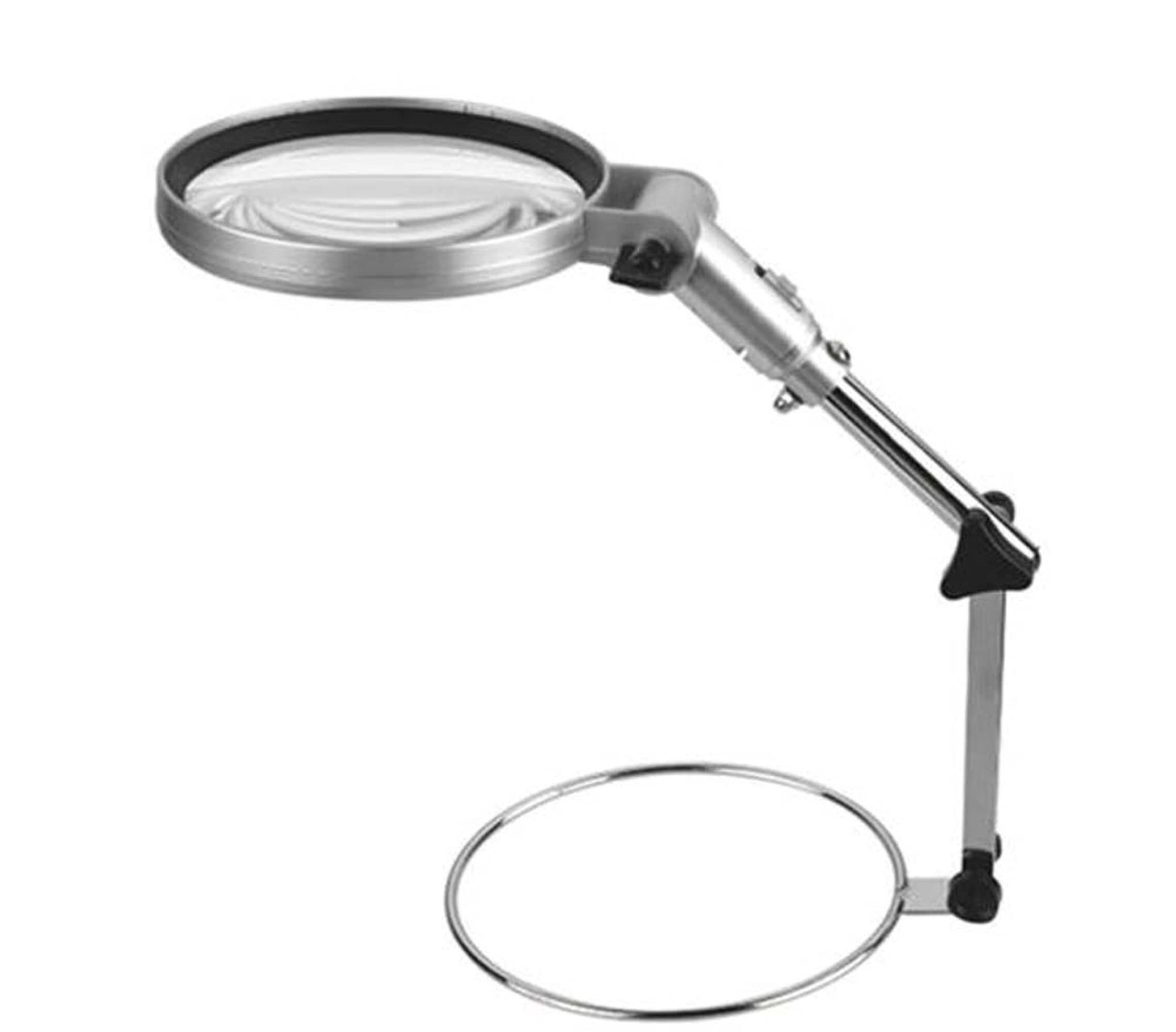 Lupa Multifuncional de 2,5 aumentos con Lupa de Lectura LED, lámpara de Escritorio iluminada con Manos Libres y Brazo de sujeción for Pasatiempos,Manualidades,