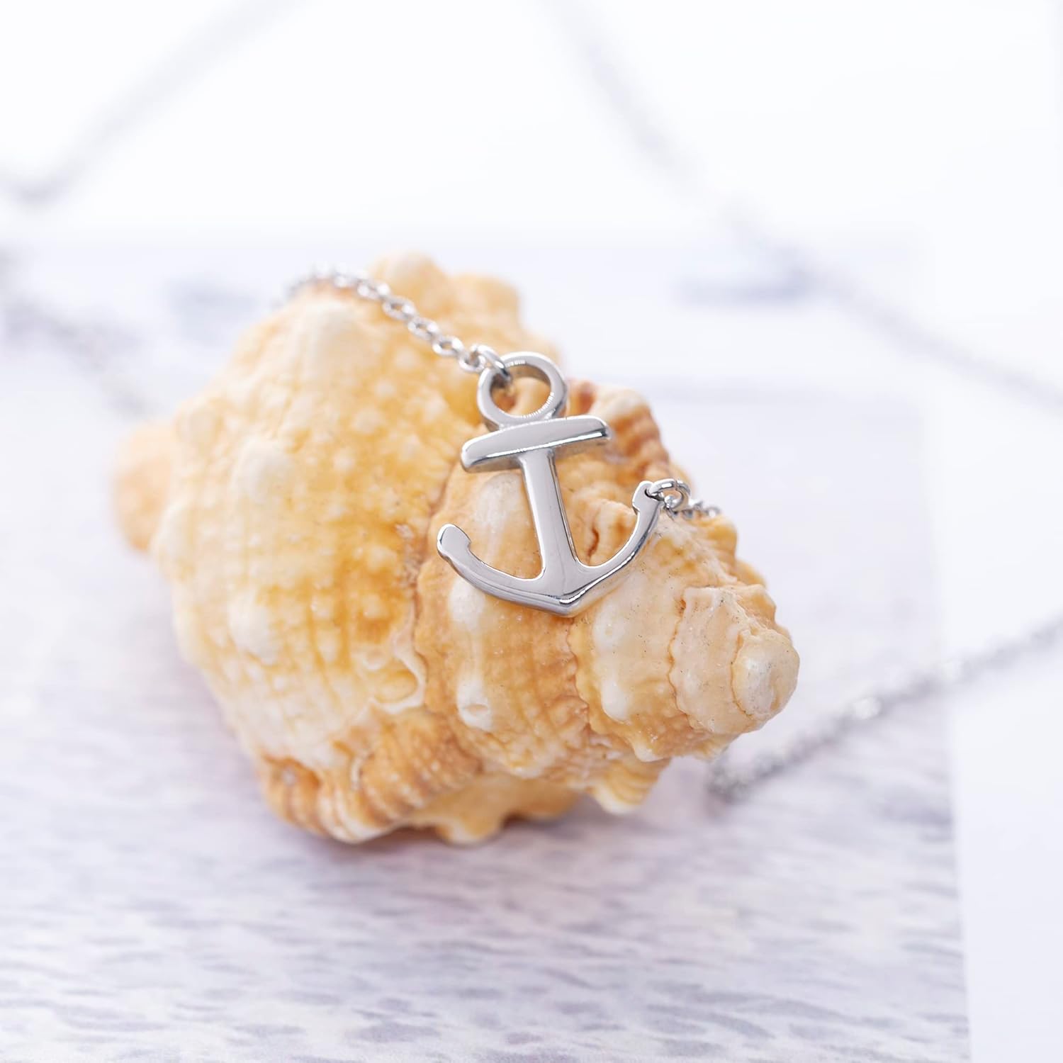 Stainless Steel Sideways Anchor Necklace For Women 16/18inches - Image 2