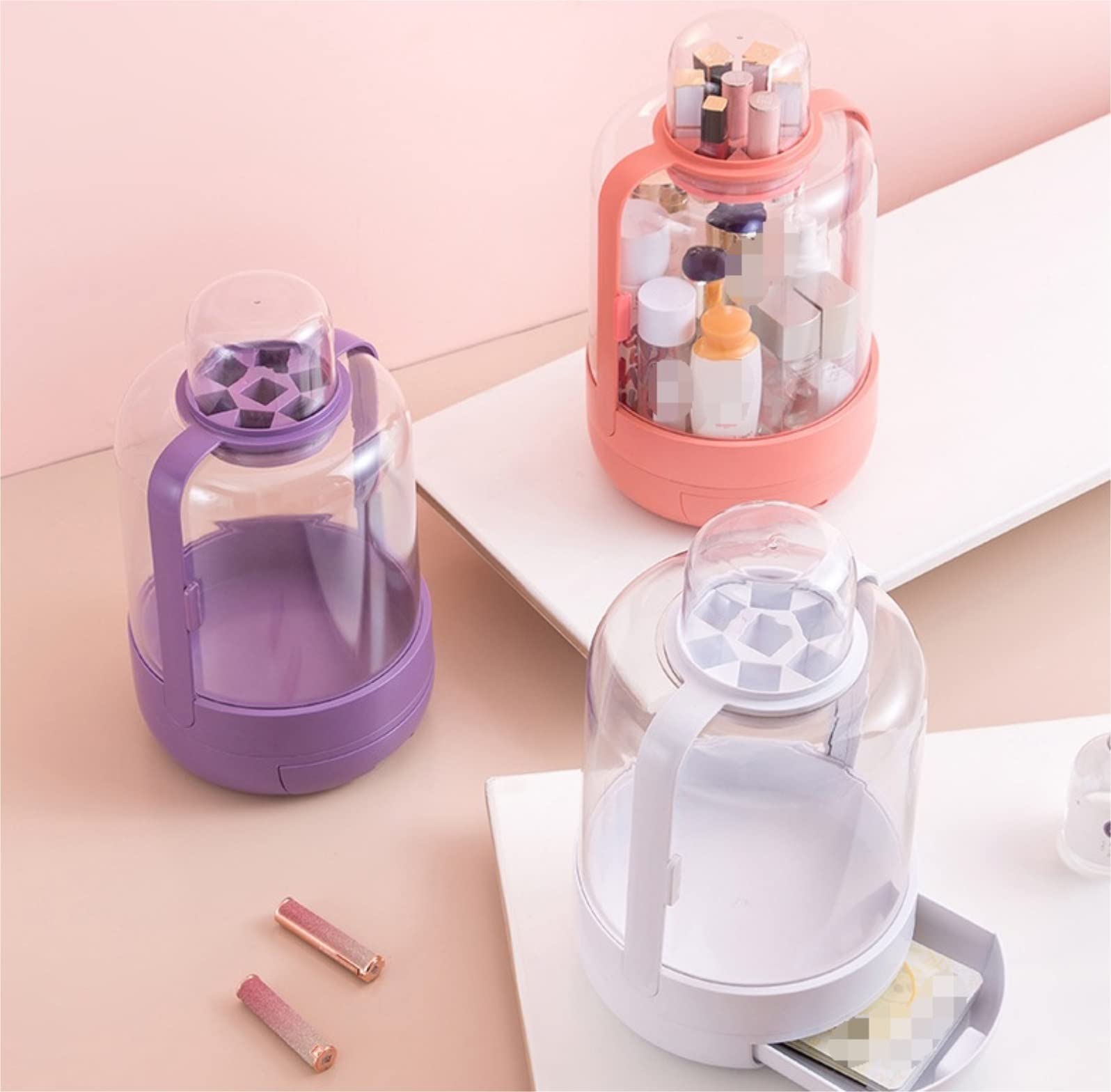 Almacenaje Maquillaje Organizador De Maquillaje Transparente Cajones De Almacenamiento De Cosméticos Estante para Productos para El Cuidado De La Piel Habitacion(Purple)