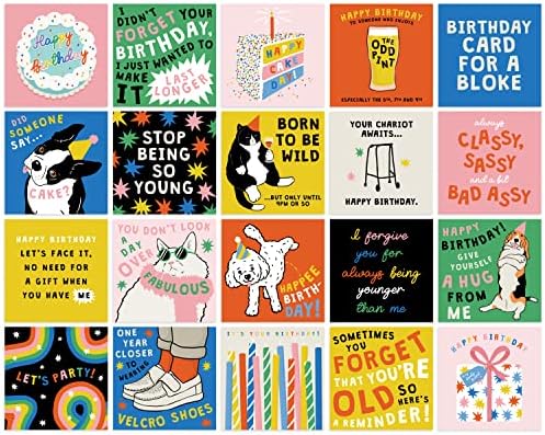 Central 23 Funny Birthday Card Multipack - Box of 20 Assorted Birthday Cards - For Him Her - Men Women - Kids - Male Female - Eco Friendly - Cheeky Humour - Comes With Stickers - Made in the UK
