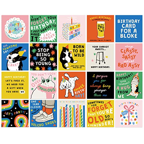 Central 23 Box Of Birthday Cards With Envelopes - 20 Humorous Birthday Cards Box Set For Adult Men And Women - Blank Greeting Cards With Fun Stickers #TOP5