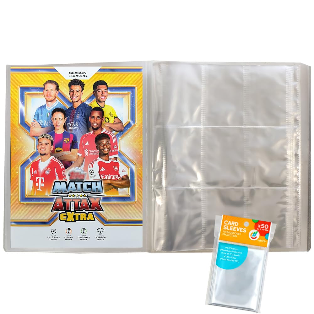 Bundle with Match Attax Champions League 2025/26 Extra Trading Cards - 1 Empty Portfolio Folder + Exclusive Collect-it Cases