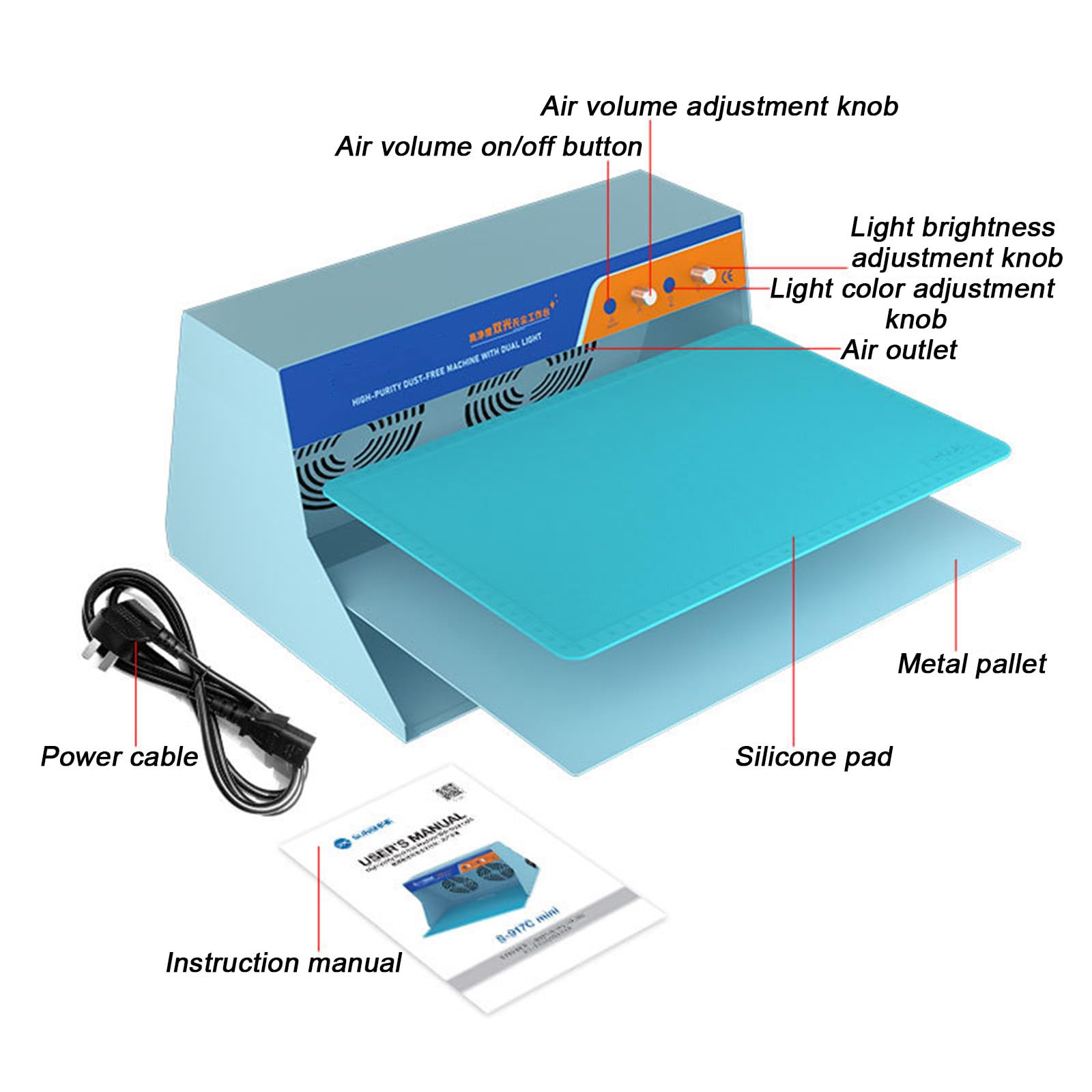 Vertikale Laminar Flow Hood Clean Bench für staubfreien Arbeitsplatz, ideal für die Reparatur von Mobiltelefonen mit einstellbarer Lichthelligkeit