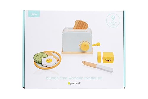 Miniatura 9 de Pearhead Brunch Time - Juego de horno tostador de madera, juguetes de aprendizaje de desarrollo, juego de cocina para niños a partir de 3 años,