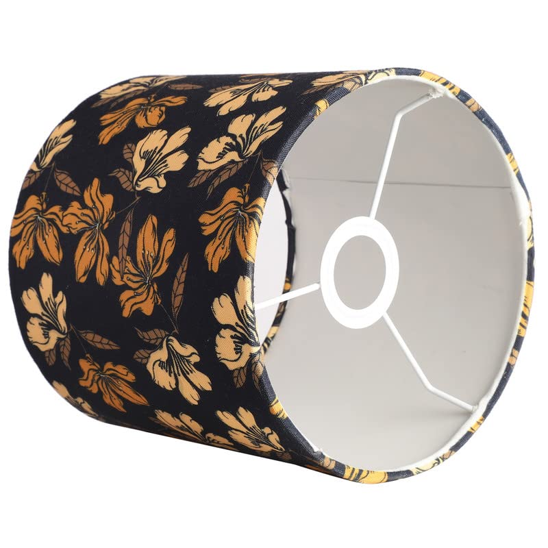 Image of Golden Floral Classic Hanging Pendant Lamp Shade, Decorative Light for Living Room, Home, Bedroom, Home Decor with Black Canopy - Pack of 1 (8.5 x 8.5 Inches)