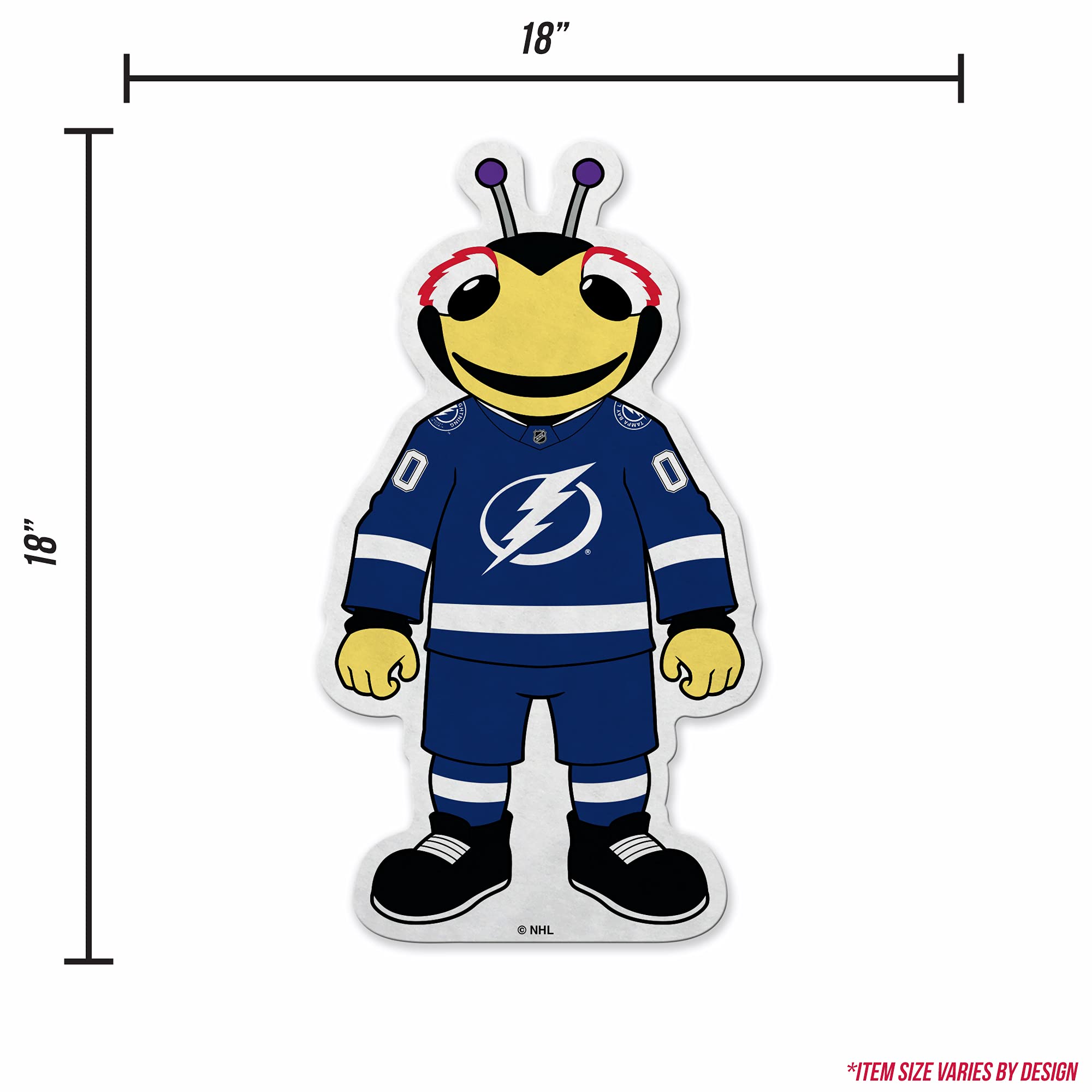 Rico Industries NHL Tampa Bay Lightning maskotka kształt cięty proporczyk - wystrój domu i salonu - miękki filc EZ do powieszenia