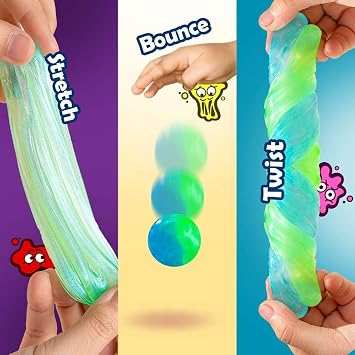 WATERELF Dazzling Putty 90g, Non-Toxic Sensory Putty Slime, Blue-Green Glitter, Creative Toy for Boys&Girls, Stress Relief, Non-Sticky Therapy Toys for Adults - P009