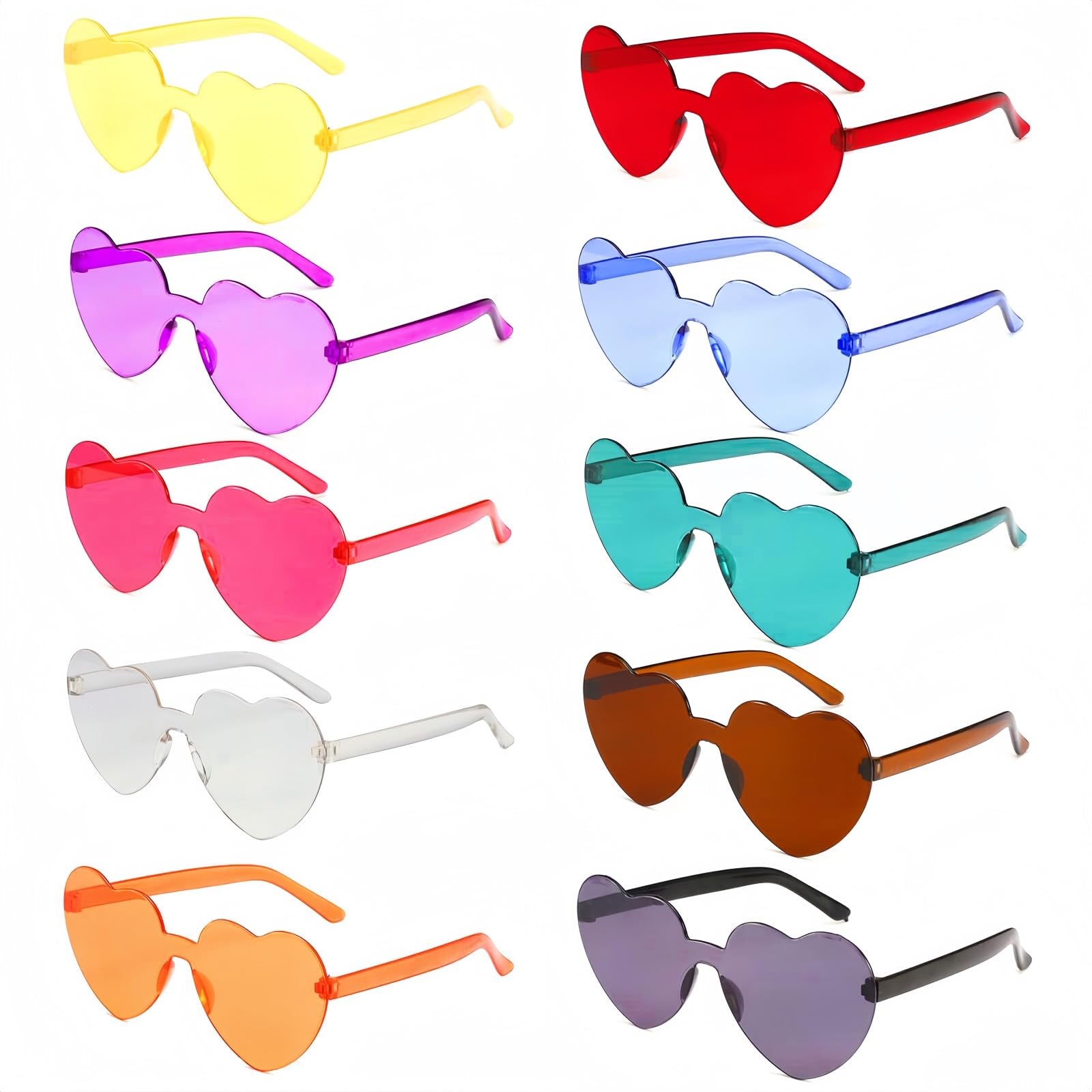 flintronic 10 Pcs Heart Party Glasses, Hippy Specs Sunglasses Funky Glasses, Fancy Dress Costume Sunglasses Festival Outfits