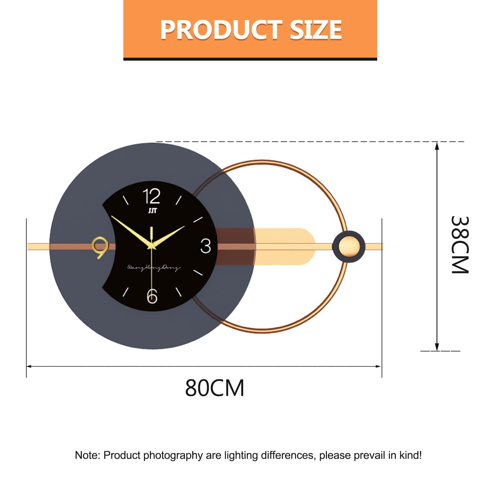 Moderne XXL Wanduhr 80x38 cm - Leise Wanduhr ohne Tickgeräusche für Wohnzimmer und Bür -Großes Wanddesign, Batteriebetrieb, Metall+Acryl