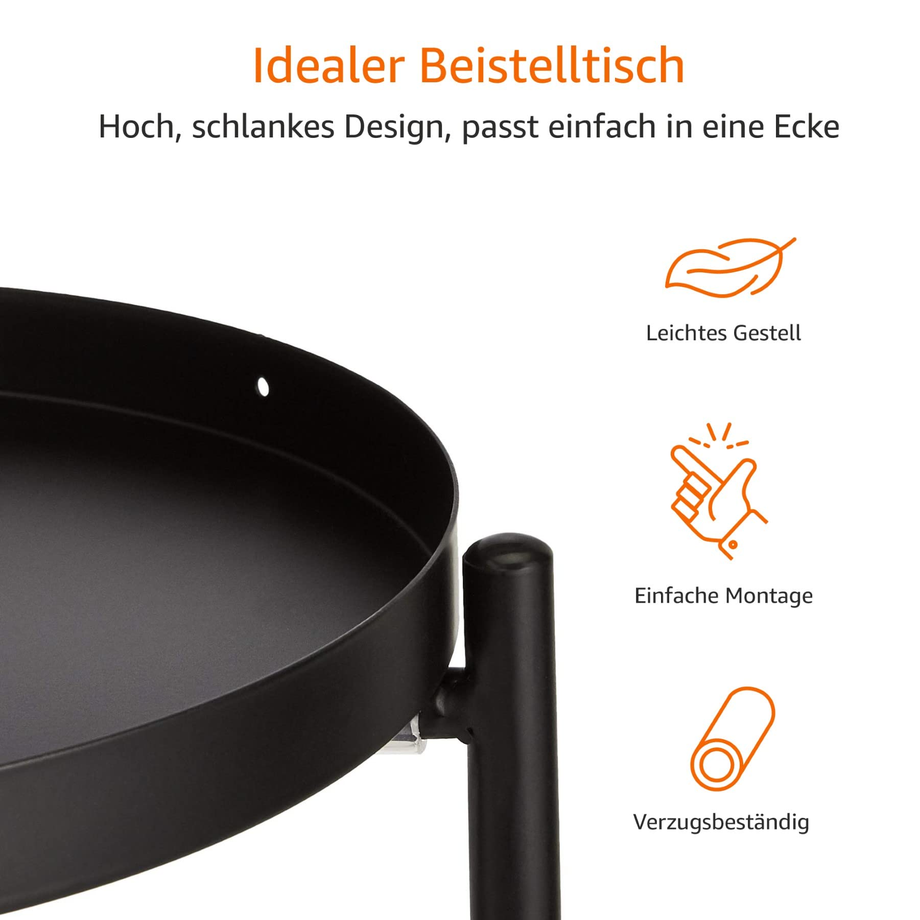 Amazon Basics Rund Pflanzenständer aus Beschichtetem Metall für den Innen- und Außenbereich, Schwarz