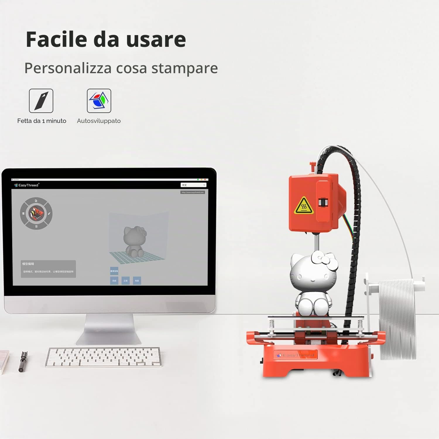 Mini stampante 3D per bambini K7 Desktop Mini stampante 3D con formato di stampa più grande, 100 x 100 x 100 mm, regalo per bambini, studenti, educazione regalo