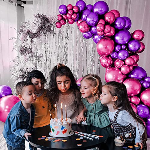 Image of Just Party 25Pcs Purple & 25Pcs Pink Metallic Chrome Balloons with Shiny Surface For Birthdays /Anniversary /Engagement /Baby Shower /bachelorette Party Decorations (Pack of 50)