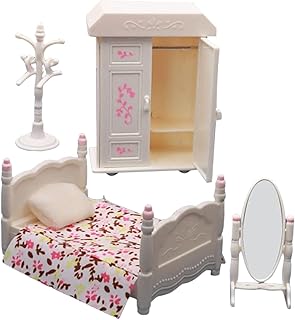 NUOBESTY 1 Set Bedroom Set Model Miniature Dolls Mini Accessories Kid Toy Doll Bed Set 1 6 Scale Doll Furniture Kids Dolls Bedroom Miniature Toy Children Mini House Decor Children Toy Baby