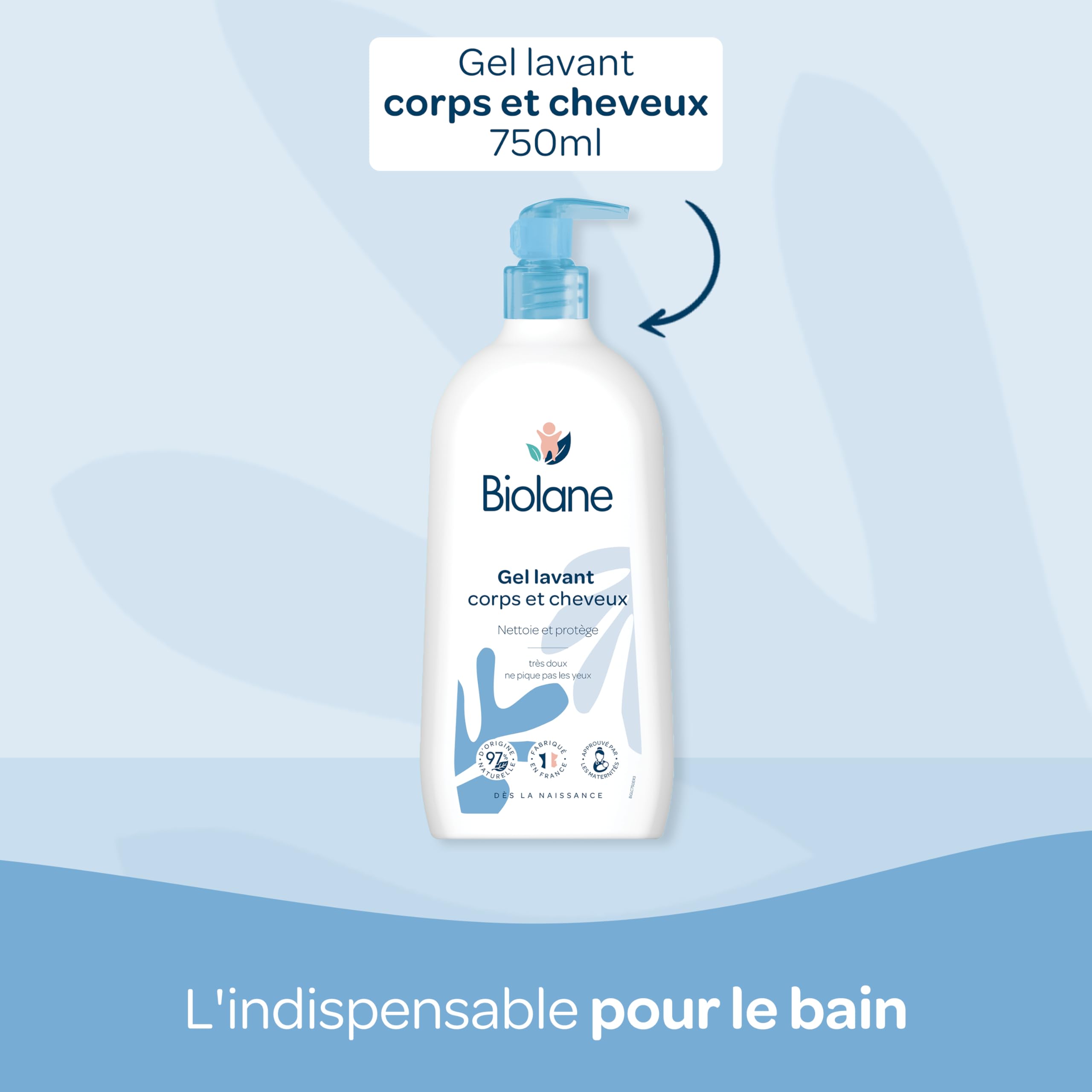 BIOLANE - Set zur Geburt der ersten Tage – Baby – 216 Tücher – reines Wasser – Waschgel – Liniment – Creme wechseln – Baby-Set – für empfindliche Haut –