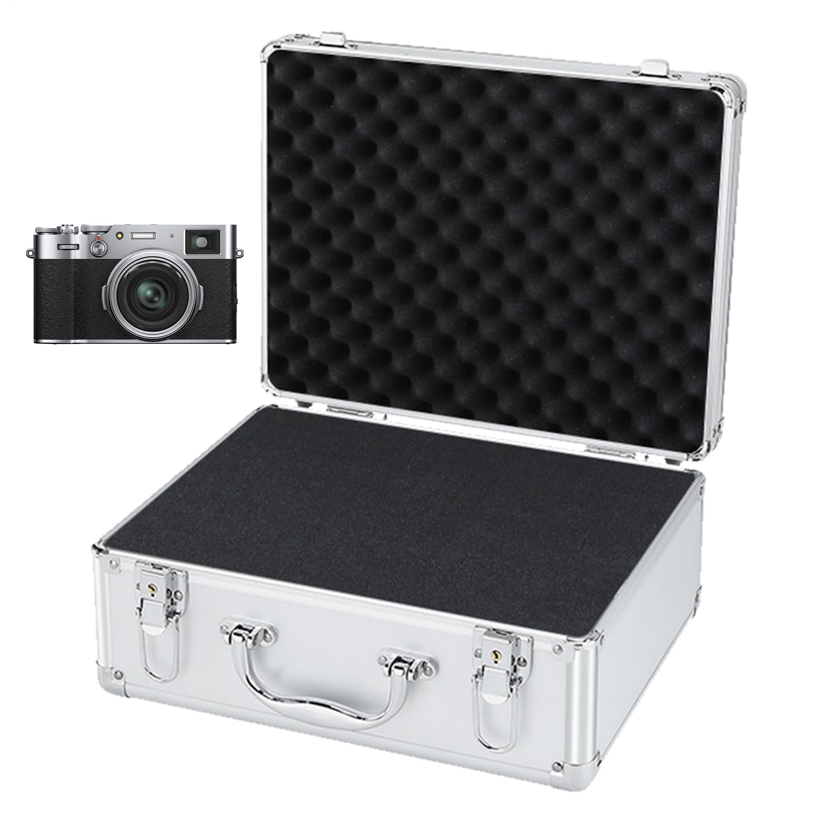 Maleta rígida impermeable, estuche de transporte de aluminio de aluminio | Estuche protector multifunción para documentos, cerradura de seguridad para cámara, esponja incorporada