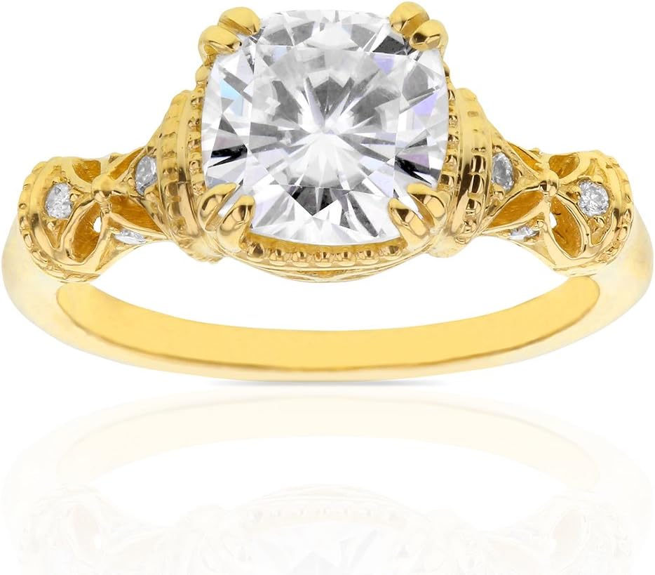 Kobelli Antique Style Art Nouveau Moissanite Engagement Ring 1 3/4 CTW 14k Yellow Gold