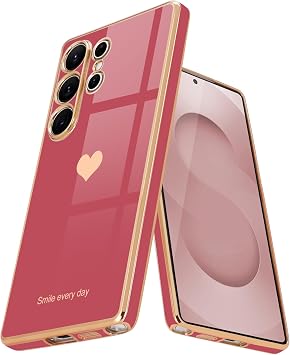 Teageo Compatible with Samsung Galaxy S25 Ultra Case - Girly Cute Heart-shaped Plating Protective Case - Slim TPU Wireless Charging Compatible Scratch-resistant Shockproof Drop Protection Phone Cover