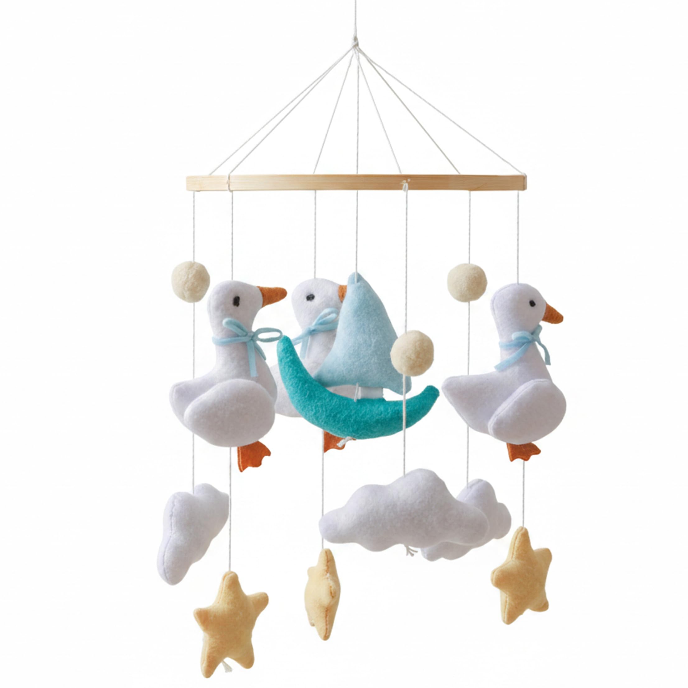 Lcarege Baby Crib Mobile, Baby Crib Mobile, Duck-themed Hanging Toy With Felt Clouds & Bell, For Newborns Boys & Girls