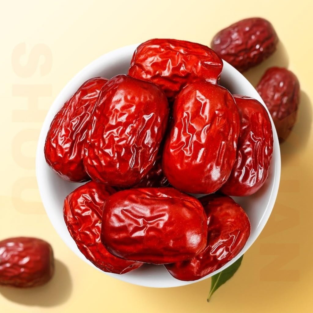 Dattes Rouges Pures Et Naturelles Du Ningxia, Chine (250g * 2) 500g / 17,64oz | Grand Jujube Séché, Sucré Naturel