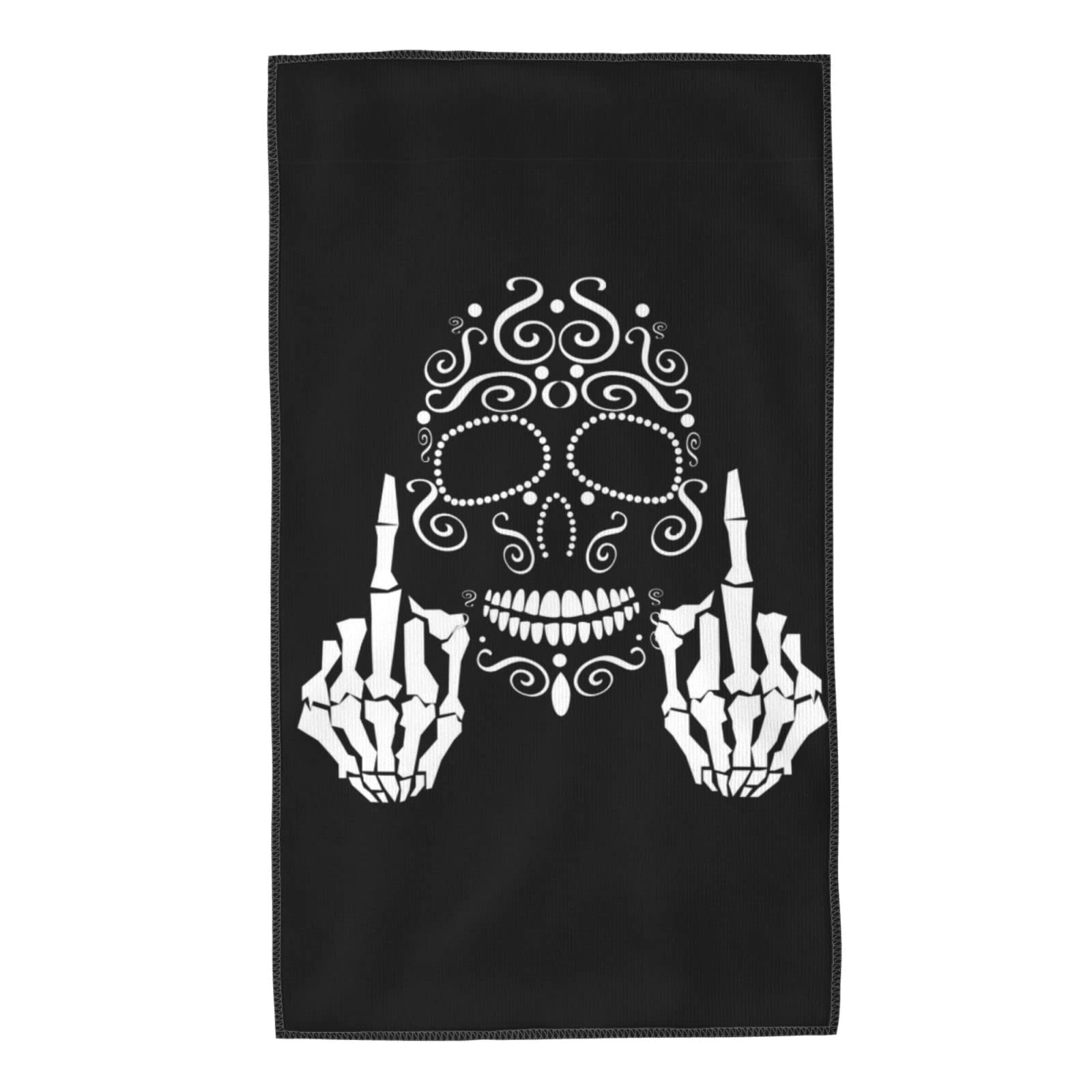 Oudrspo Black - Skull Hand Towels Ultra Soft Face Towel Microfiber Highly Absorbent Towel Washcloths for Bathroom Kitchen Gym and Spa 16 X 27.5 Inch