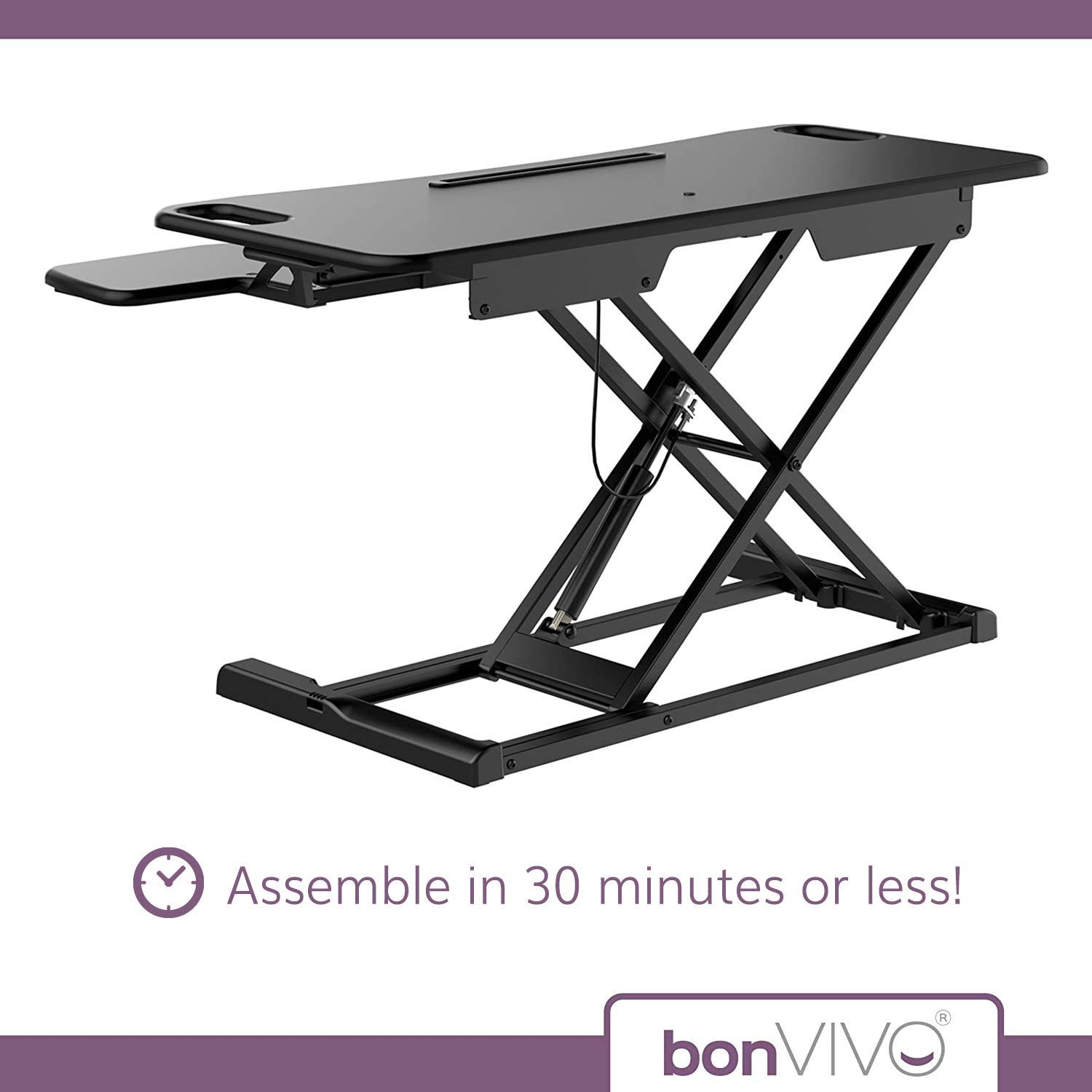 bonVIVO Scrivania Regolabile Altezza Sit Stand per PC e Ufficio | Postazione ergonomica per alternare lavoro seduto e in piedi. Ideale per casa, studio e ufficio.