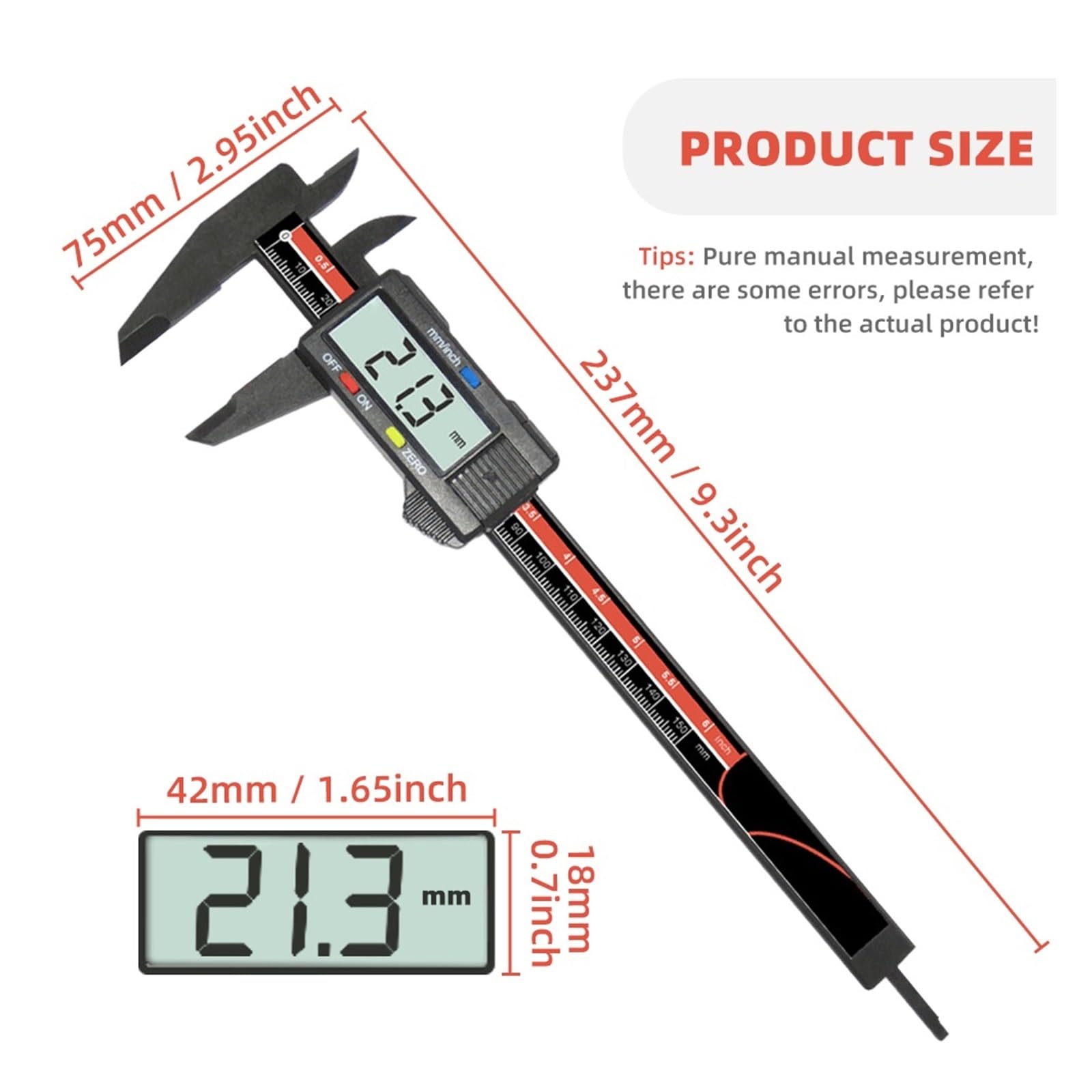 Pieds à Coulisse Pied à Coulisse numérique 0-150mm 0.1mm, Vernier électronique, Outils de Mesure Profondeur 6 Pouces, jauge micromètre règle(2Pcs Battery Include)