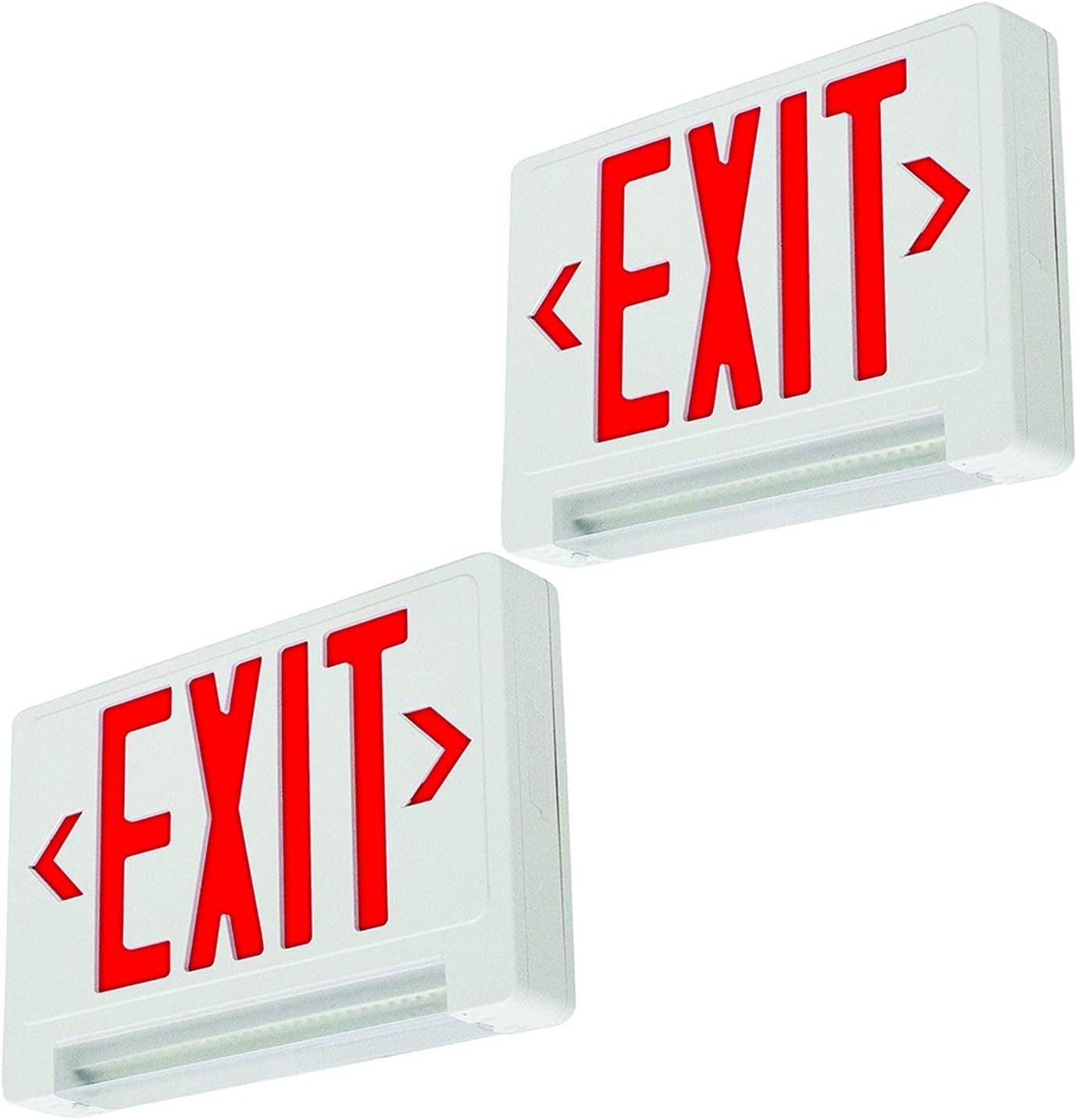 LFI Lights Compact Red Exit Sign with Emergency Lights - All LED Light Pipe, Adjustable Light Bar, Battery Backup, Hardwired, Wall or Ceiling Mount, UL Listed, Ideal for Business Safety Compliance (2 Pack)
