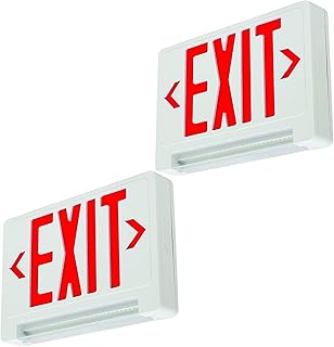 LFI Lights - UL Certified - 2 Pack - Hardwired White Housing - Red LED Light Bar Compact Combo Exit Sign Emergency Light - COMBOLPRx2