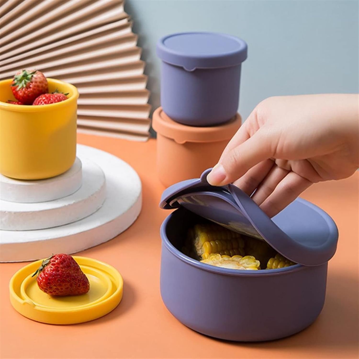 Bento Boxes Lunch Box Container Leak Proof Heat Resistant Home Safe Food Storage Container Bento Lunch Box (Color : Yellow)