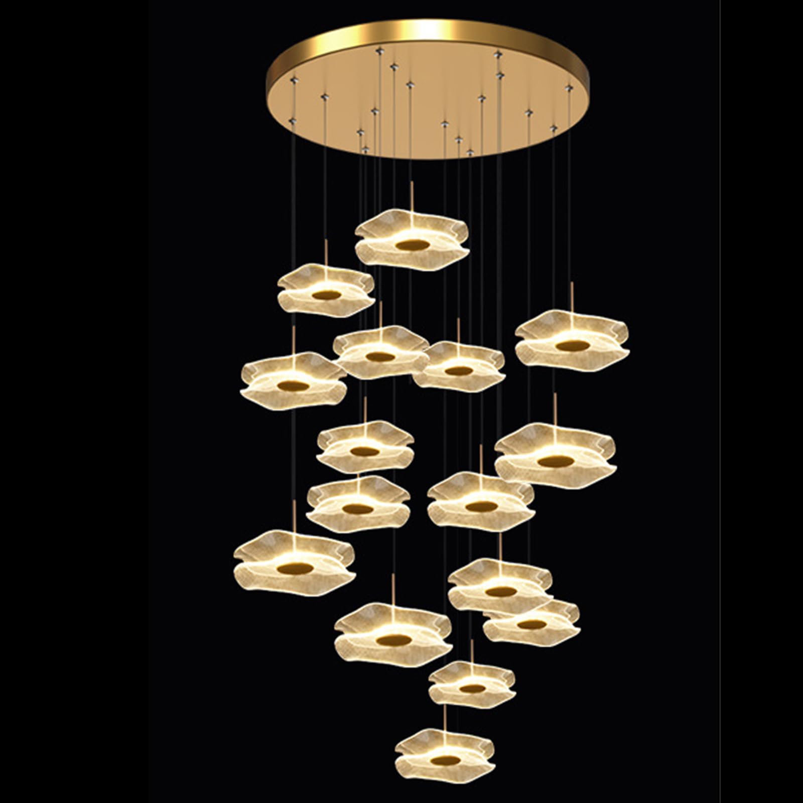 Luminaire Boule Verre Boule Escalier Suspendu Lampes Suspendues Lustre Réglable En Hauteur Lampe D'escalier Longue En Verre Simple Nowoczesne, minimalistyczne Lumière, 18 głowic, neutralne światło