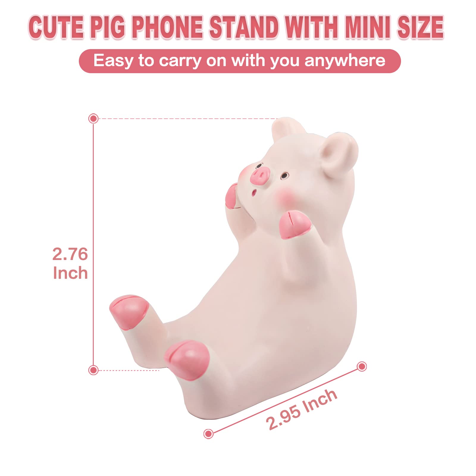 Handy-Ständer mit niedlichem rosa Schwein, sitzendes Schwein, Kunstharz, Tier-Schreibtischzubehör für Schreibtisch oder Nachttisch