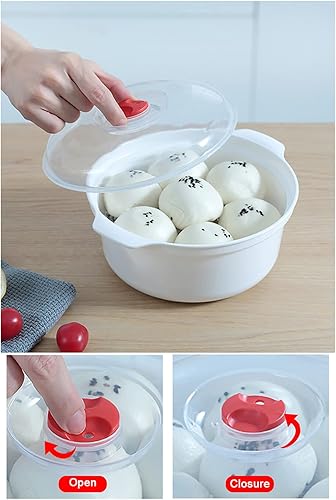 Miniatura 5 de Tazón de microondas de 3 piezas con tapa, plato de calefacción, cuenco de fideos, plato de almacenamiento, cuenco de sopa con asa, fácil de