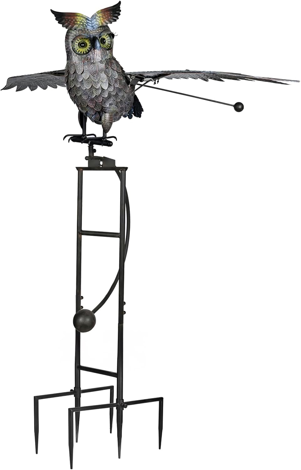 Owl Garden Stake,Huge 81" High Owl Garden Rocker Outdoor Metal Sculpture, Rocker Garden Stakes, Metal Garden with Rocking and Wings Flapping in Strong Winds,Decorative Kinetic