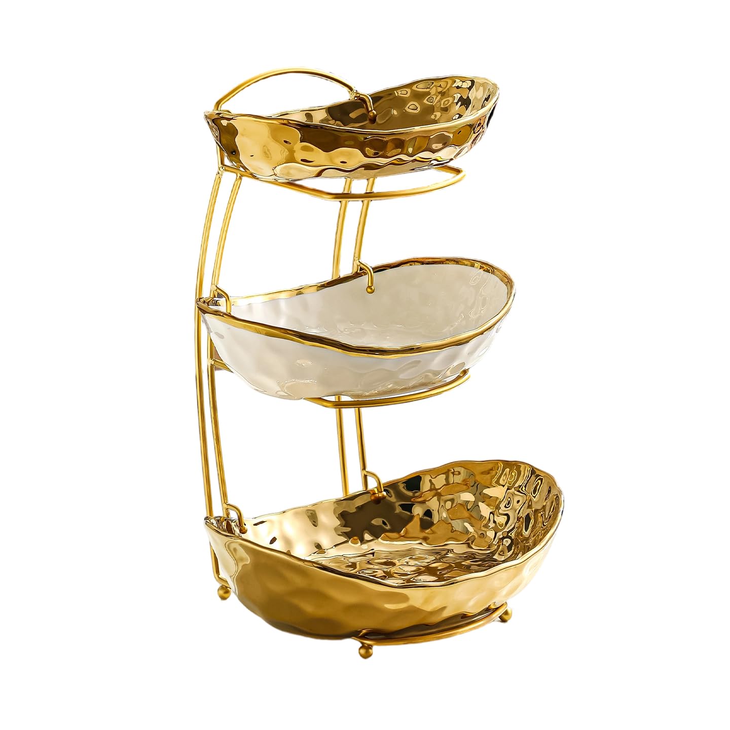 Kiss Me 3 Tier Fruit Bowl Ceramic Stand, Kitchen Counter Fruit Basket