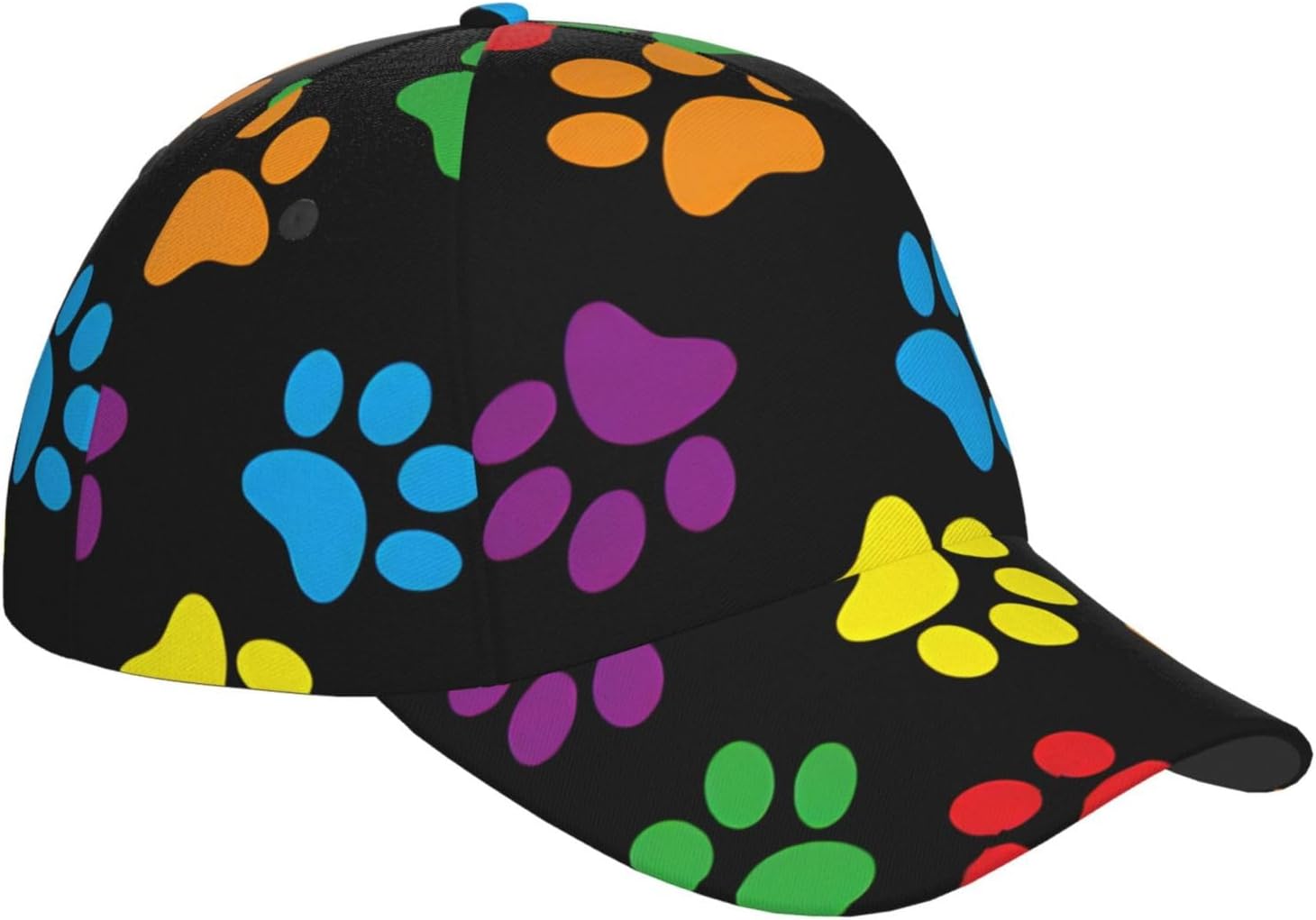 Paw Dog Print Watercolor Pattern Snapback Hat Cap Hip Hop Style Flat Colorful Baseball Cap Women Men Adjustable Size Hats - Image 3