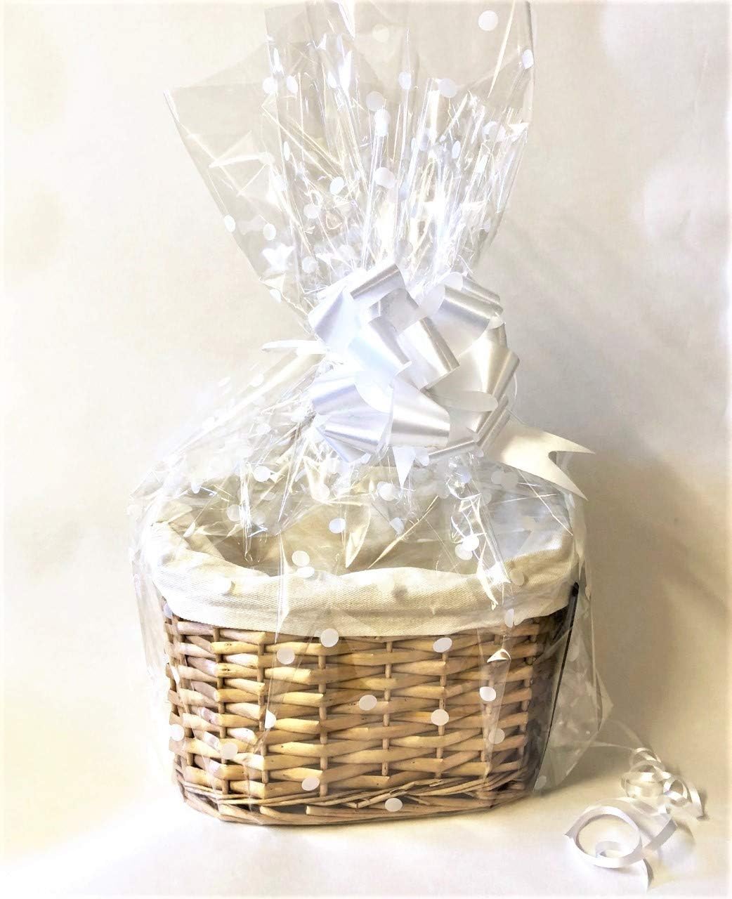 Make Your Own Hamper Kit, Oval High back Willow Basket which includes Bow & Cellophane Small Medium Or Large Gift Xmas (small)