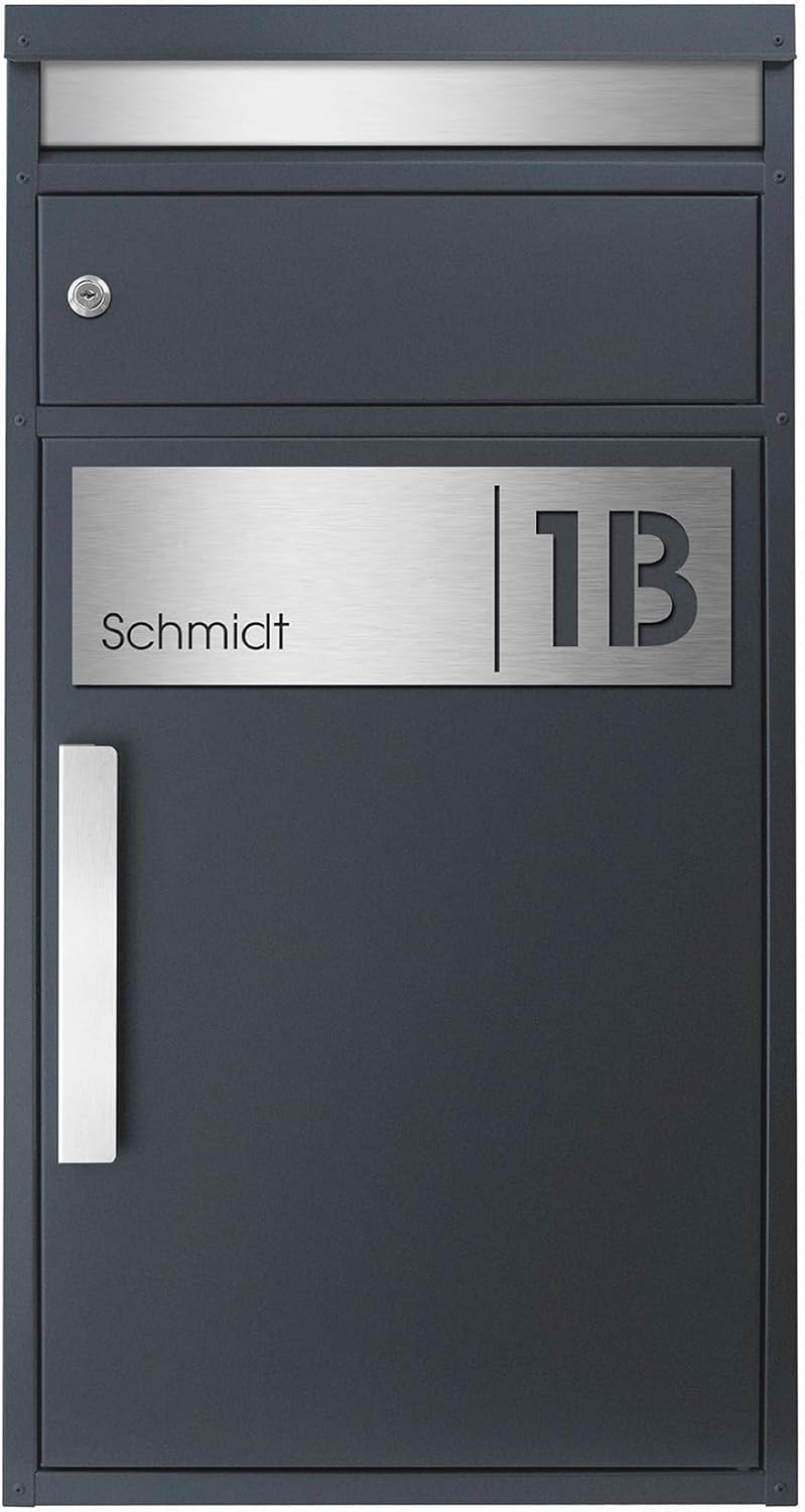 MOCAVI Paketbriefkasten XXL Anthrazit - Großer Standbriefkasten Für Pakete Bis 70 Liter