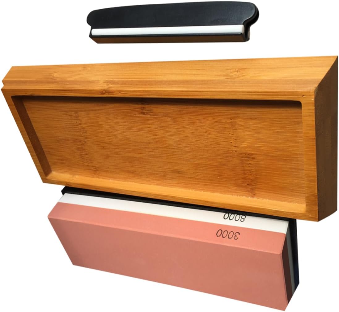 Gadpiparty High-grade Double-sided Grinding Stone Chisel Sharpening Stone Set Wooden Base Kitchen Sharpening