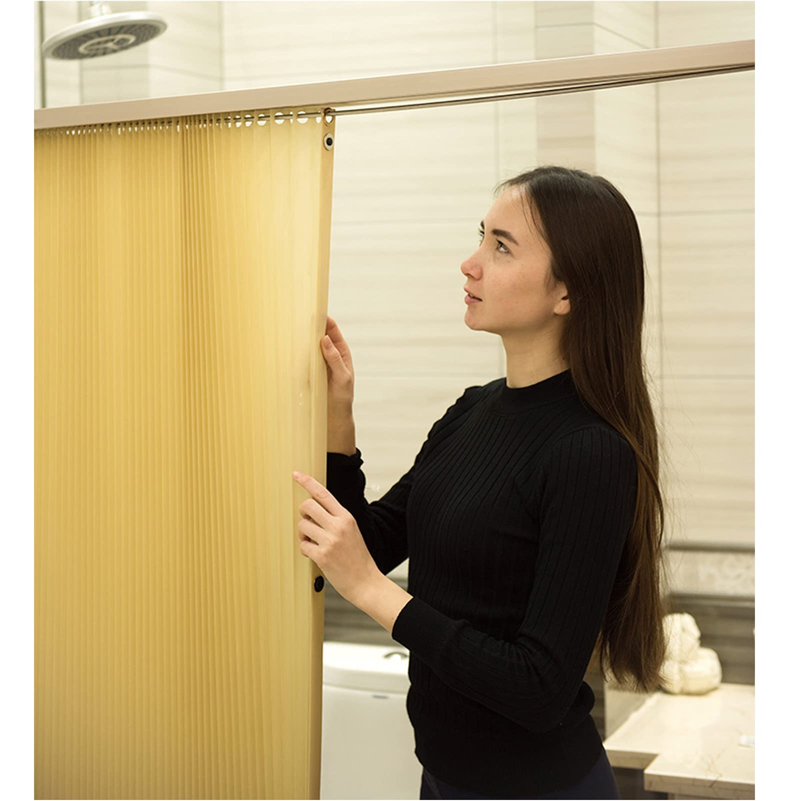 Mampara de ducha enrollable retráctil con marco de metal, 150 x 150 cm, lavable, a prueba de moho y resistentes, cortinas de baño invisibles para baño