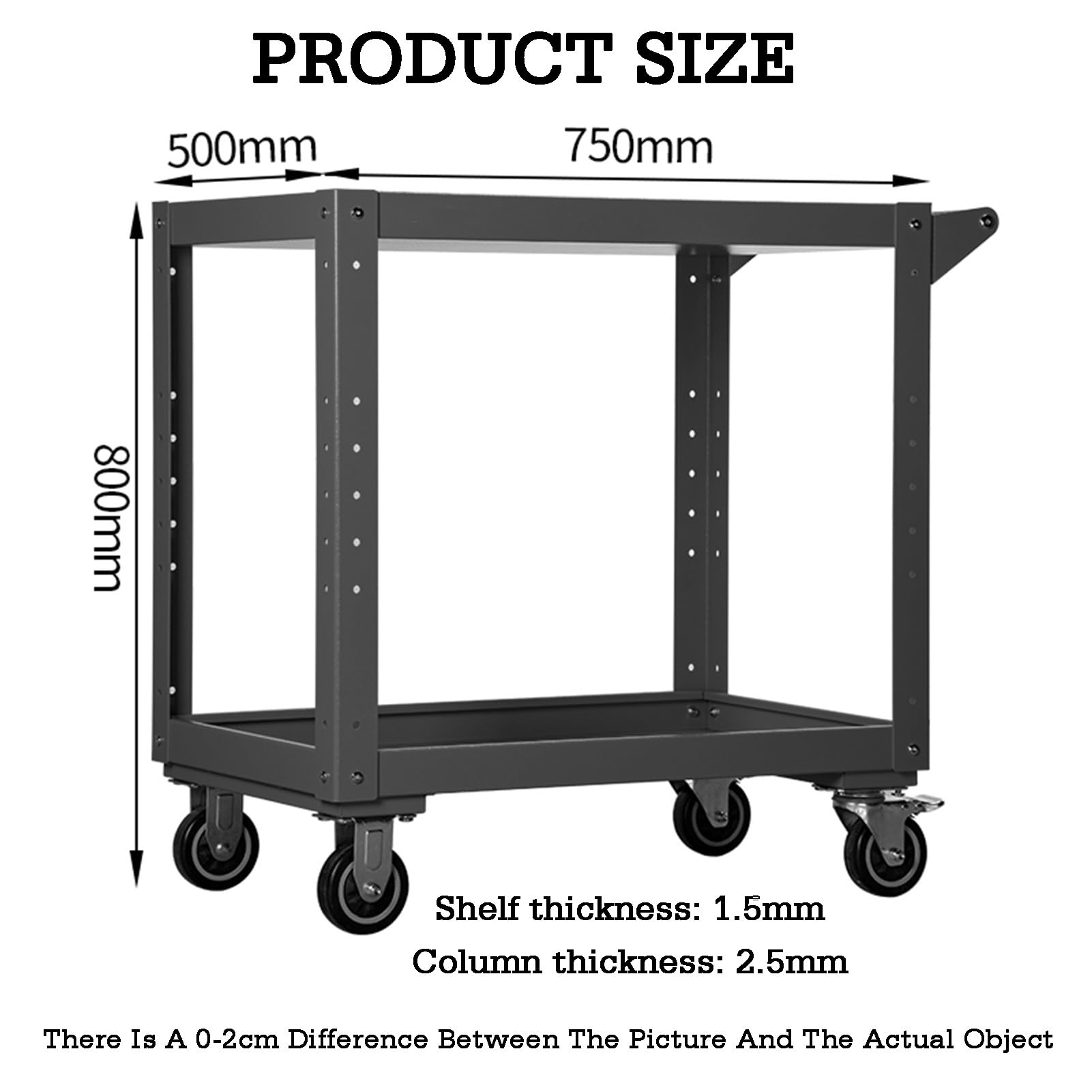 Carrello portautensili a Tre Ripiani per carichi Pesanti con Ruote bloccabili, Marca Stoniser, Portata 200 kg, Adatto per Magazzini e officine di Riparazione (Nero, SLE 1).