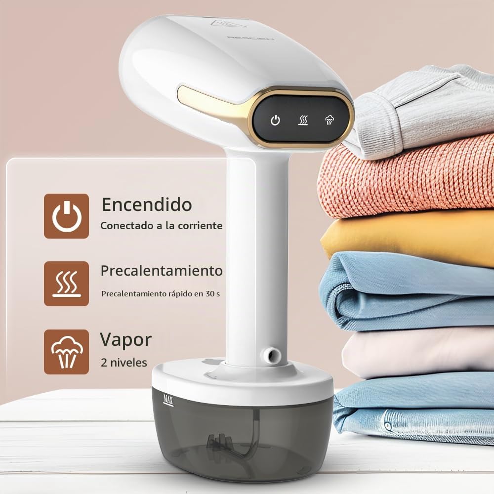 Plancha Vertical Vapor 1800W, 350ml Plancha Vapor Cepillo de Vapor, 30g/min Removedor De Arrugas de Planchado al Vapo, Plancha de Viaje para Hogar, Oficina, Viajes, Blanco