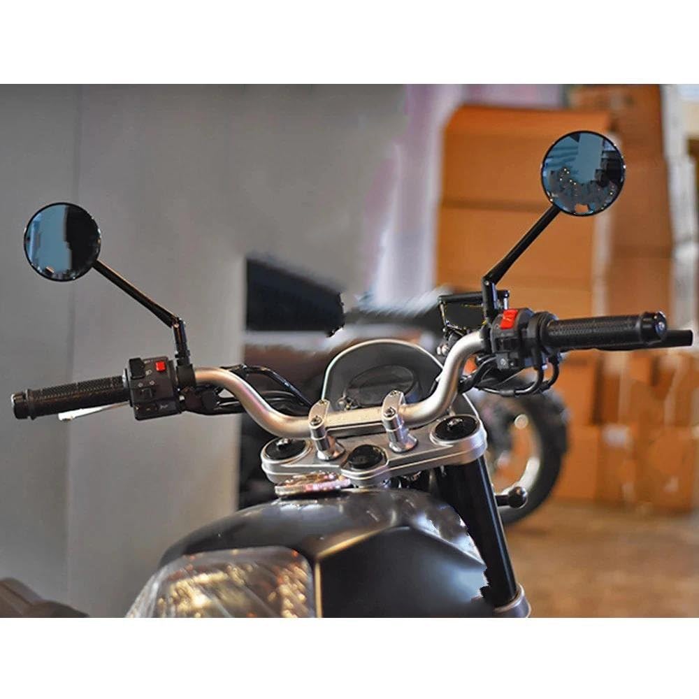 Ensemble rétroviseurs pour moto Rétroviseurs Latéraux Ronds Universels Noirs Moto Pour Royal Enfield Pour Interceptor 650 Pour Continental GT